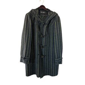 ISSEY MIYAKE Designer Wool Coat Jacket Hooded Striped Size 3